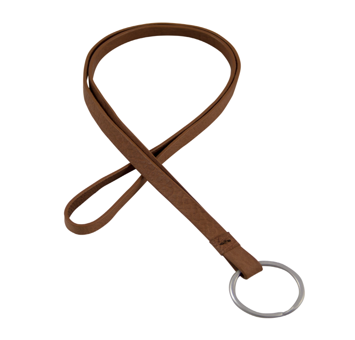 Klassisk lang nøglering i brunt læder