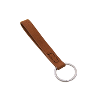 Kort nøglering i brunt læder klassisk nøgleholder