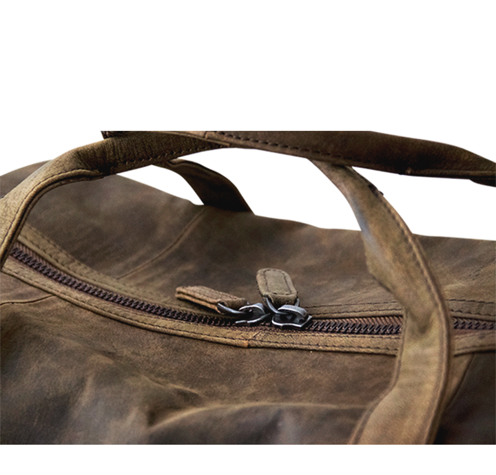 Rummelig læder rejsetaske til damer og herrer ægte rustikt læder