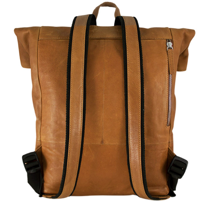Stor brun rygsæk til mænd og kvinder med lille lomme bagpå