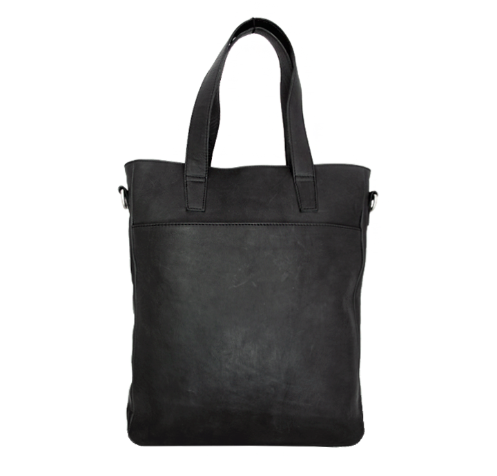 Shopper taske dame arbejdstaske med plads til computer sort blødt naturligt læder