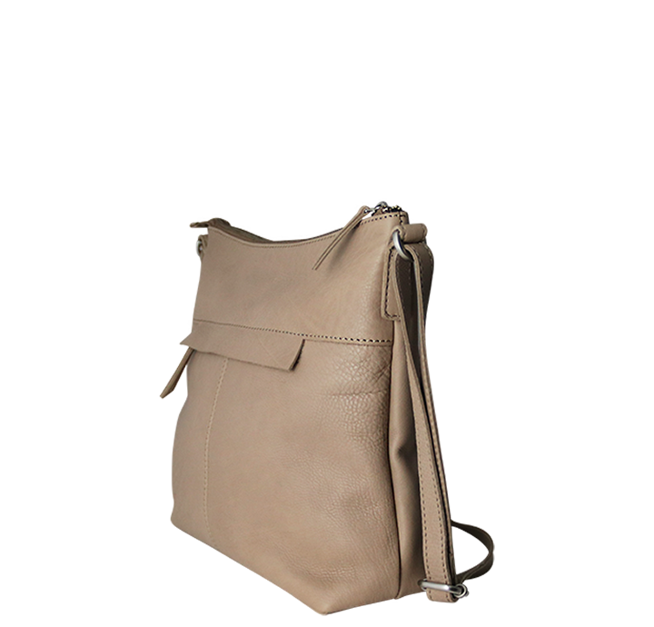 Lysebrun beige taske til damer med lang crossbody skulderrem