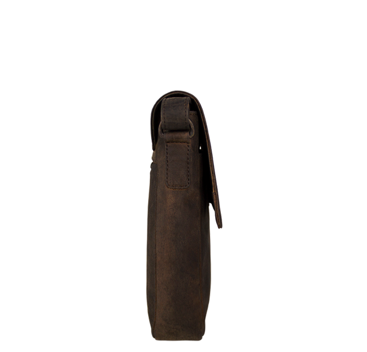 Hverdags crossbody taske lang skulderrem bæredygtigt mørkebrunt skind  