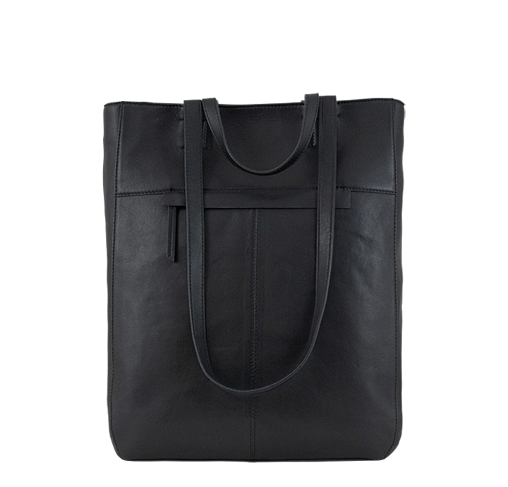 Skuldertaske computertaske til hverdag dametaske i blødt naturligt sort læder