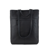 Skuldertaske computertaske til hverdag dametaske i blødt naturligt sort læder