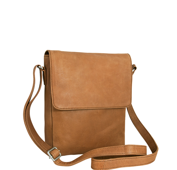 Skuldertaske til damer i brunt skind kan bruges crossbody 