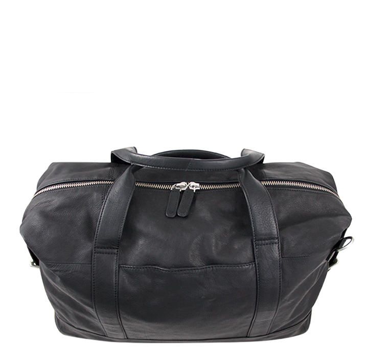 Rejsetaske håndbagage til mænd og kvinder i sort naturligt blødt læder