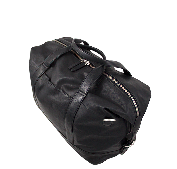 Weekendtaske til mænd og kvinder i ægte sort læder bæredygtig håndbagage