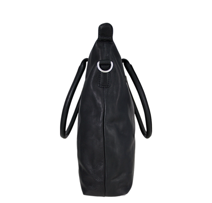 Skuldertaske dametaske i sort bæredygtigt læder arbejdstaske til kvinder