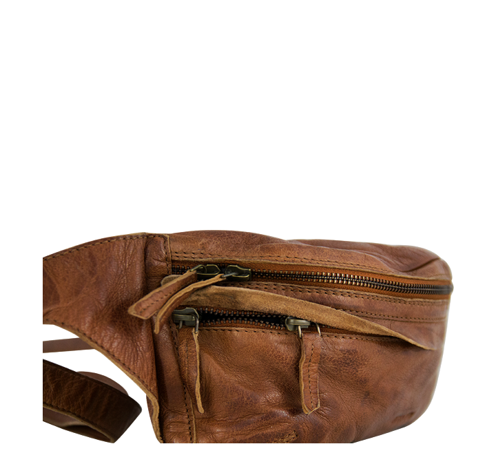  Crossbody skuldertaske til kvinder og mænd i bæredygtigt vintage brunt læder  