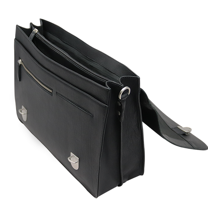 Computertaske til arbejde med plads til stor computer i læder
