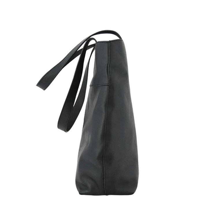 Stor sort shopper skuldertaske dame ægte læder hverdagstaske mulepose i bæredygtigt design