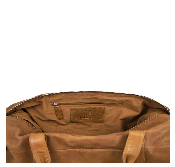 Weekendtaske med skulderrem herre dame bæredygtig brun rejsetaske