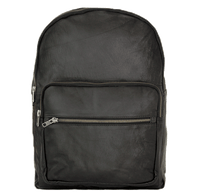 Sort læder rygsæk dame herre computertaske skoletaske i ægte skind