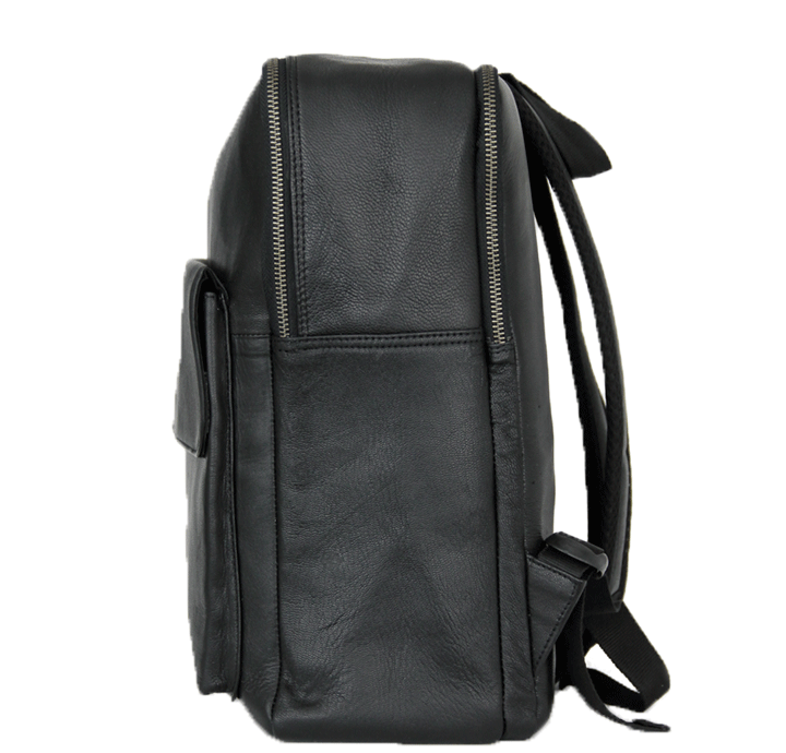 Læderrygsæk i sort blødt læder skoletaske med plads til computer