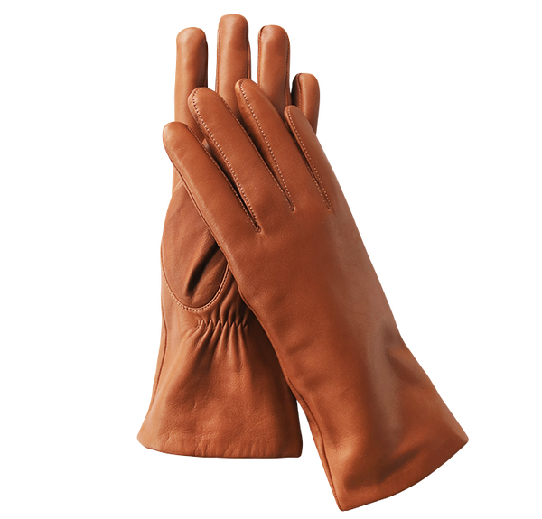 Handsker i brun lammeskind med kashmir for 