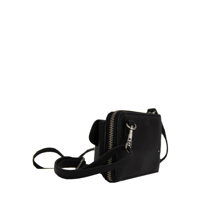 Skuldertaske dame i blødt sort læder clutch mobilepung til kvinder